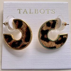 NWT - TALBOTS LEOPARD HOOP EARRINGS
COLOR DARK WALNUT/GOLD